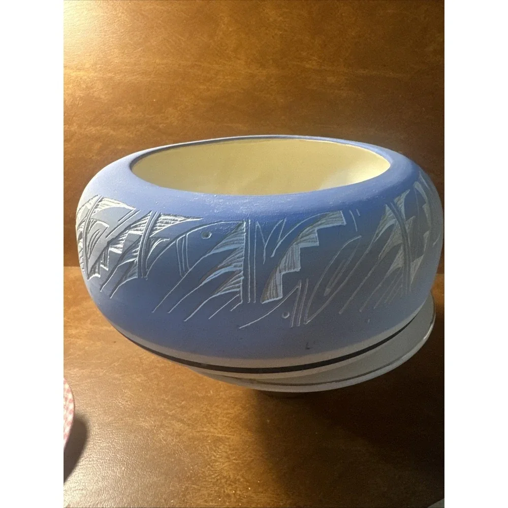 Glazed Purple and White  Pottery 8 inch Bowl by NHII USA   74